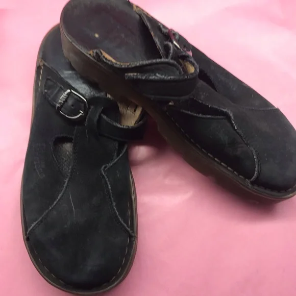 Doc martens vintage mules slide leather England Dayne Made in England Leather & Suede Applique Slides in  main image 2